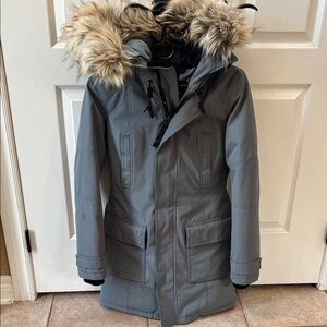 TNA Blue Parka with Faux Fur Trim